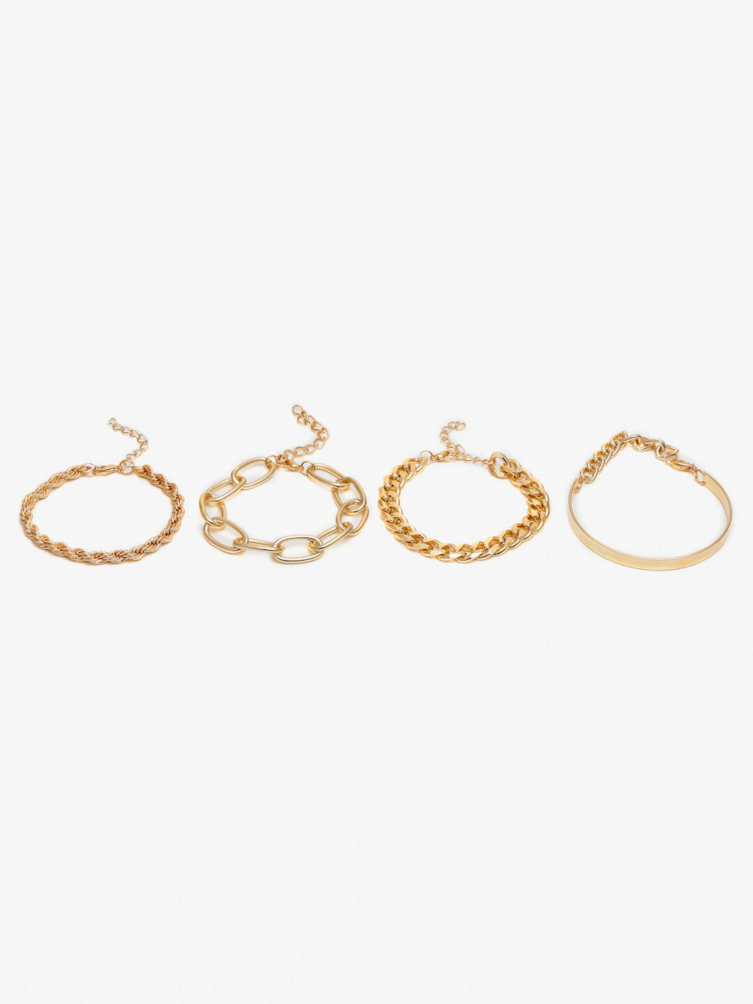 Women Set Of 4 Gold-Toned Gold-Plated Charm Bracelet